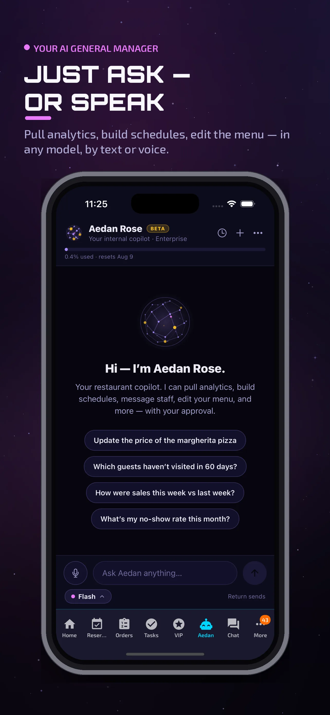 Aedan Rose Copilot on an iPhone, giving staff secure role-based access on the go